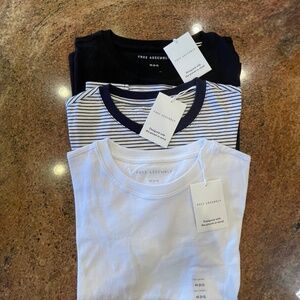 NEW! (3) Free Assembly Short Sleeve T-Shirts White, Black and Stripe Size XS NWT